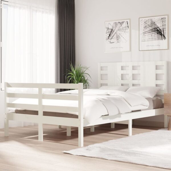 Bedframe zonder matras massief grenenhout wit 120x200 cm
