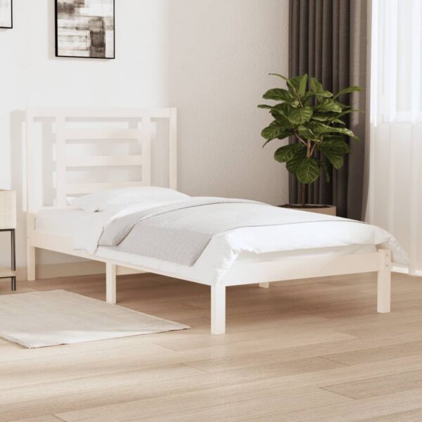 Bedframe zonder matras massief grenenhout wit 90x190 cm