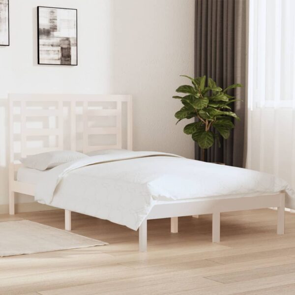 Bedframe zonder matras massief grenenhout wit 120x200 cm