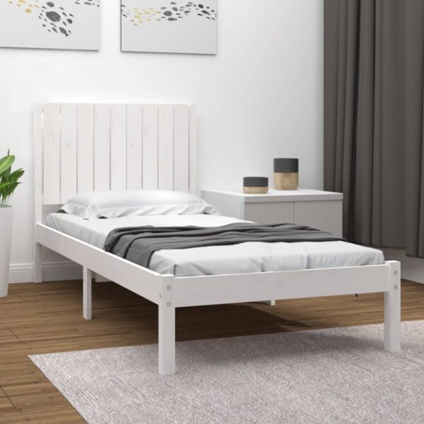 Bedframe zonder matras massief grenenhout wit 90x190 cm