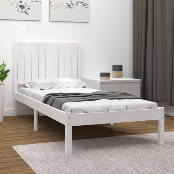 Bedframe zonder matras massief grenenhout wit 90x200 cm