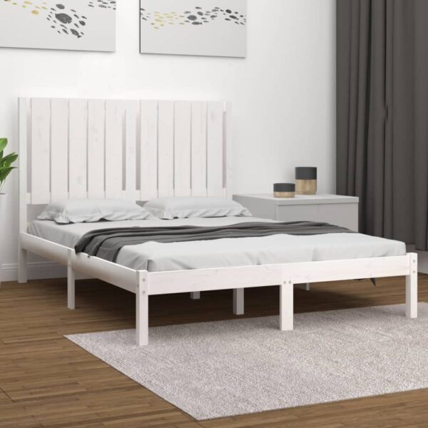 Bedframe zonder matras massief grenenhout wit 120x200 cm
