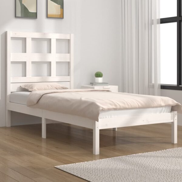Bedframe zonder matras massief grenenhout wit 75x190 cm
