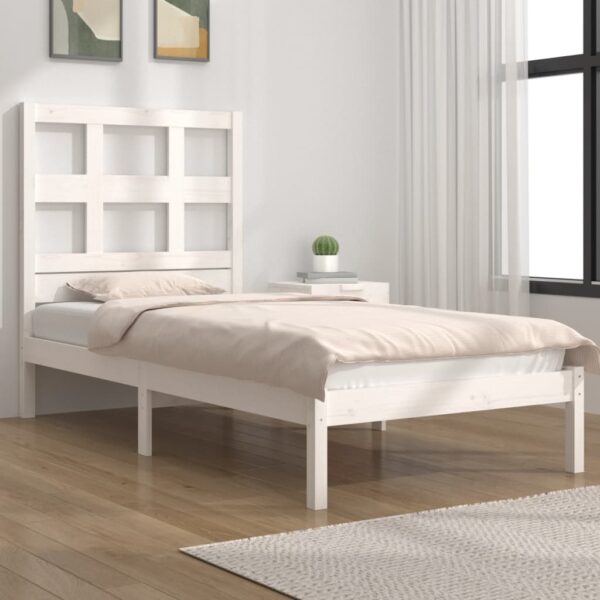 Bedframe zonder matras massief grenenhout wit 90x190 cm