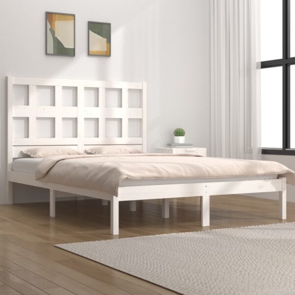 Bedframe zonder matras massief grenenhout wit 120x190 cm