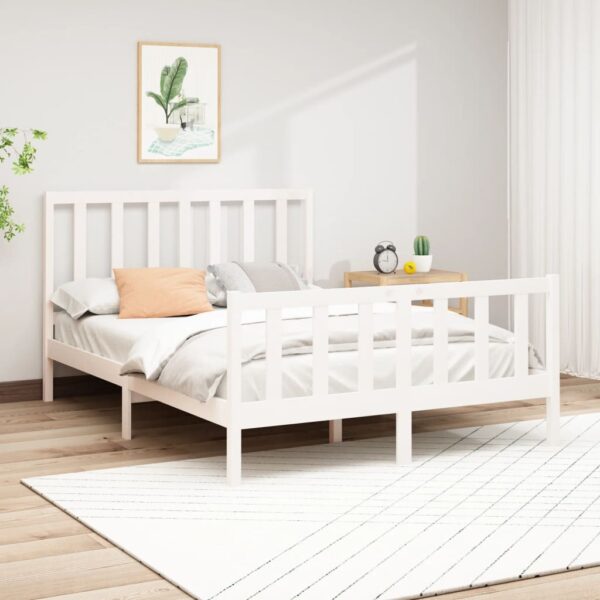 Bedframe zonder matras massief grenenhout wit 120x200 cm