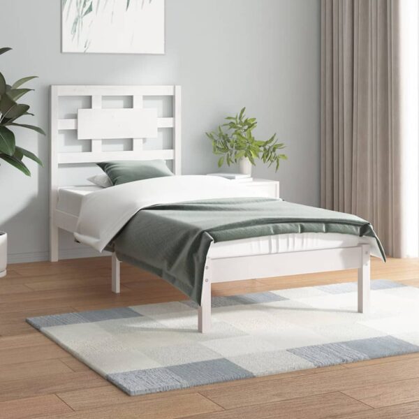 Bedframe zonder matras massief grenenhout wit 90x200 cm