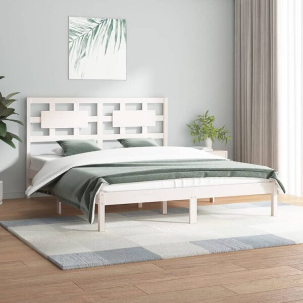 Bedframe zonder matras massief grenenhout wit 120x200 cm