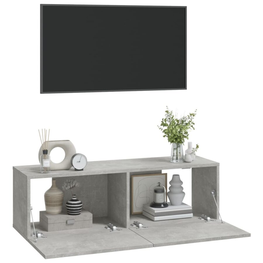 Tv-meubelen 2 st wandgemonteerd 100x30x30 cm hout betongrijs - Afbeelding 4
