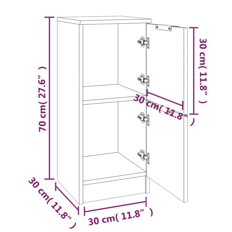 Dressoir 30x30x70 cm bewerkt hout sonoma eikenkleurig - Afbeelding 9