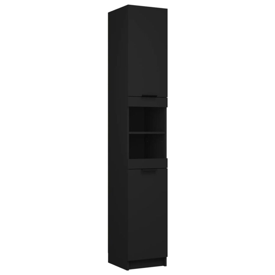 Badkamerkast 32x34x188,5 cm bewerkt hout zwart - Afbeelding 2