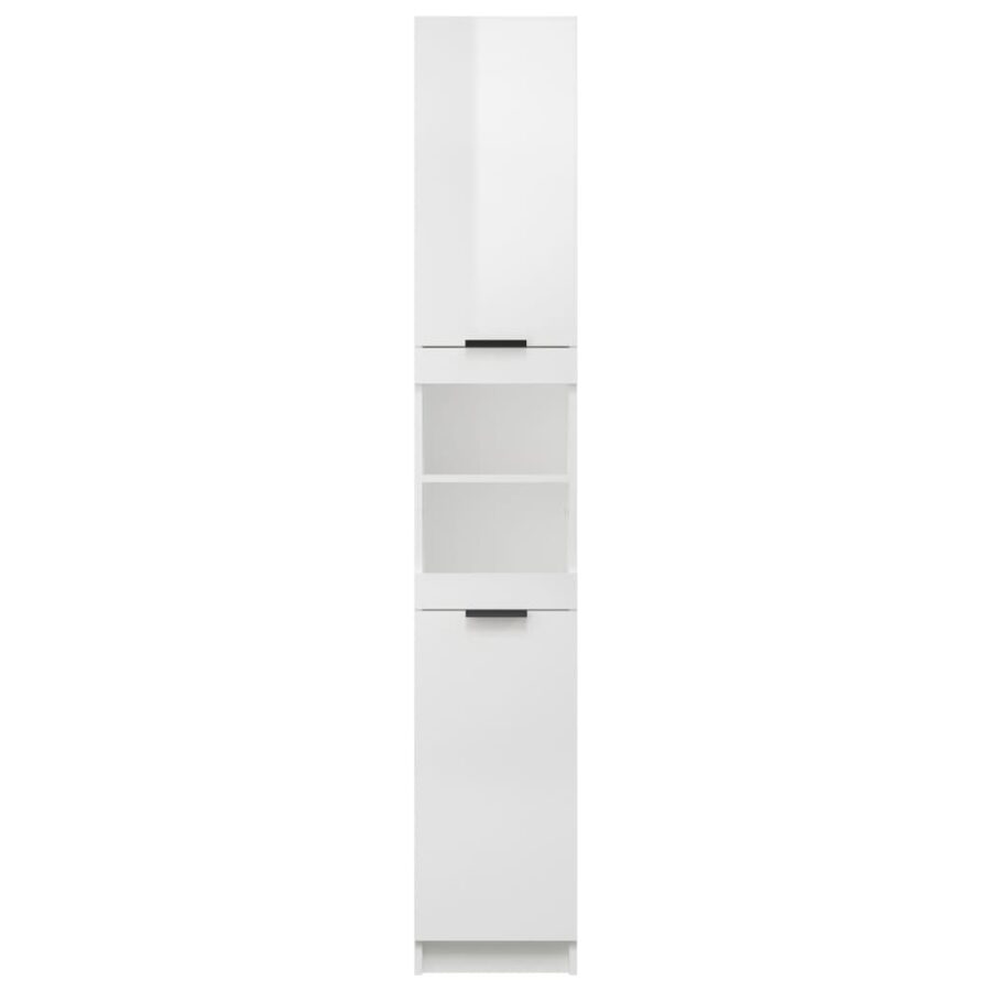 Badkamerkast 32x34x188,5 cm bewerkt hout hoogglans wit - Afbeelding 7