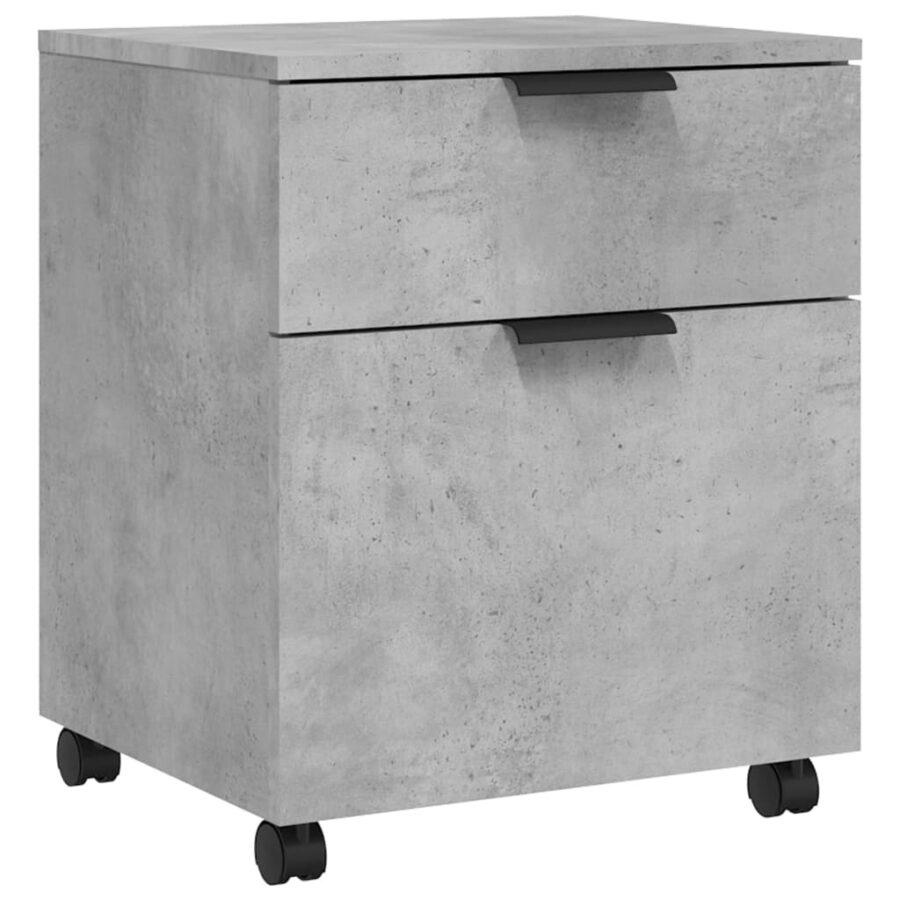 Dossierkast verrijdbaar 45x38x54 cm bewerkt hout betongrijs - Afbeelding 2