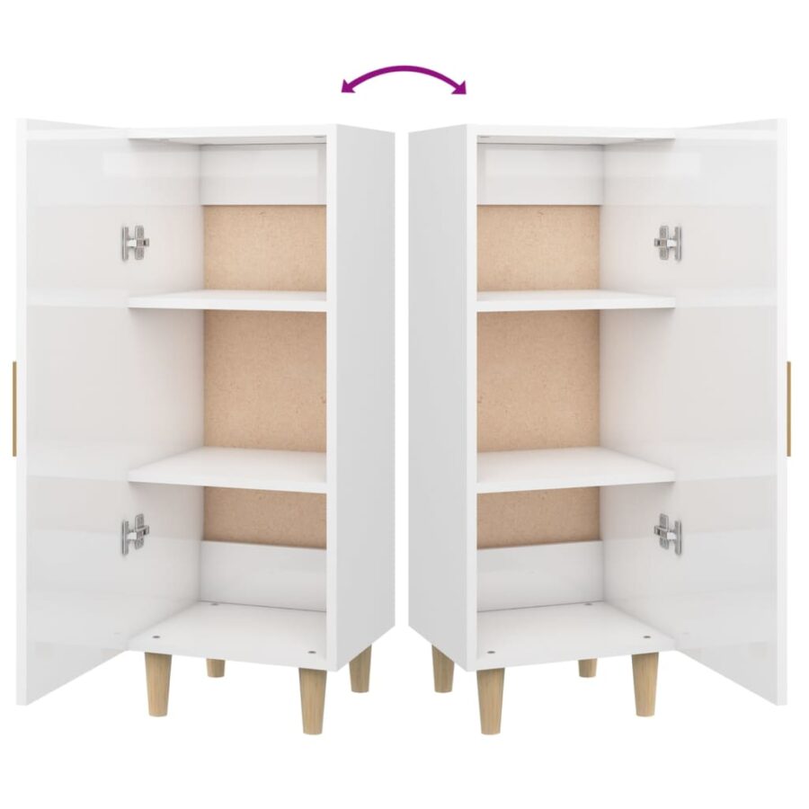 Dressoir 34,5x34x90 cm bewerkt hout hoogglans wit - Afbeelding 7