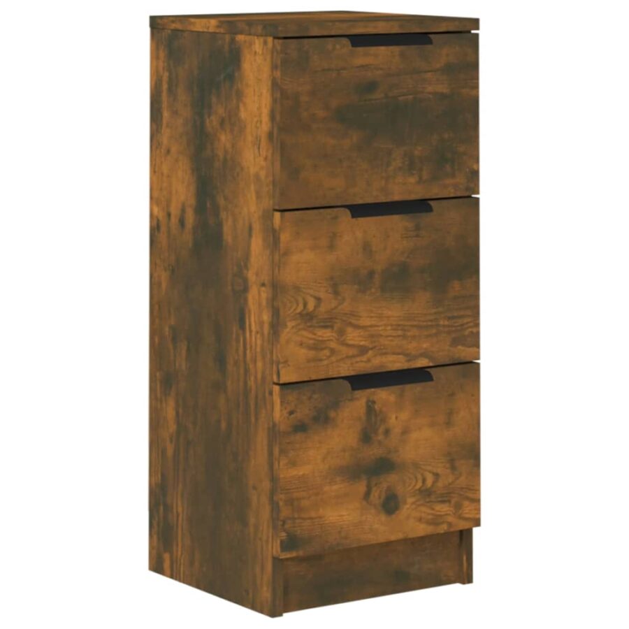 Dressoir 30x30x70 cm bewerkt hout gerookt eikenkleurig - Afbeelding 2