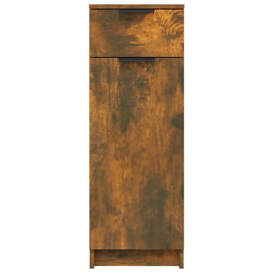 Badkamerkast 32x34x90 cm bewerkt hout gerookt eikenkleurig - Afbeelding 6