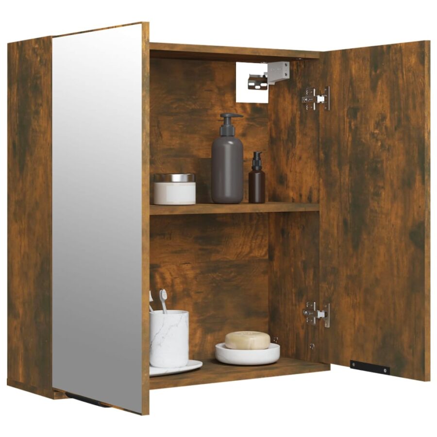 Badkamerkast met spiegel 64x20x67 cm gerookt eikenkleurig - Afbeelding 5