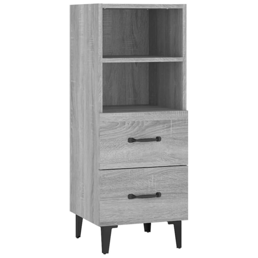Dressoir 34,5x34x90 cm bewerkt hout grijs sonoma eikenkleurig - Afbeelding 2