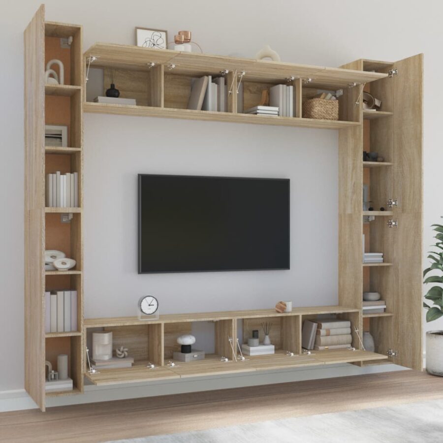 8-delige Tv-meubelset bewerkt hout sonoma eikenkleurig - Afbeelding 3
