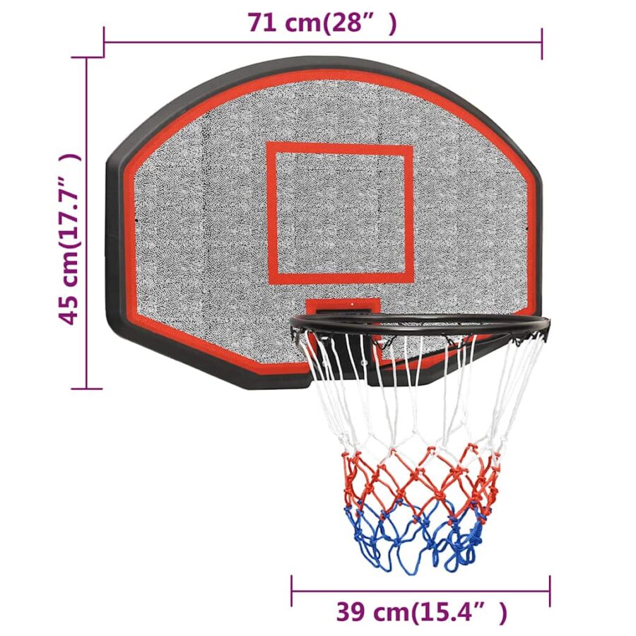 Basketbalbord 71x45x2 cm polyetheen zwart - Afbeelding 9