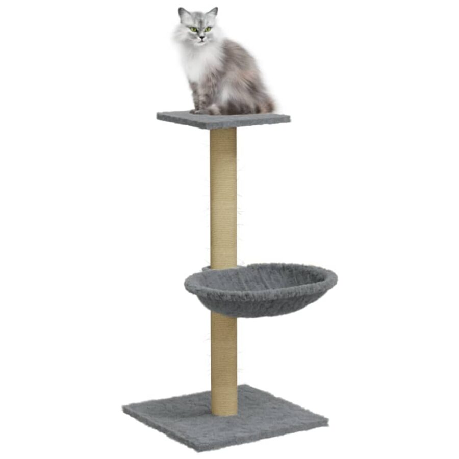 Kattenmeubel met sisal krabpaal 74 cm lichtgrijs - Afbeelding 3