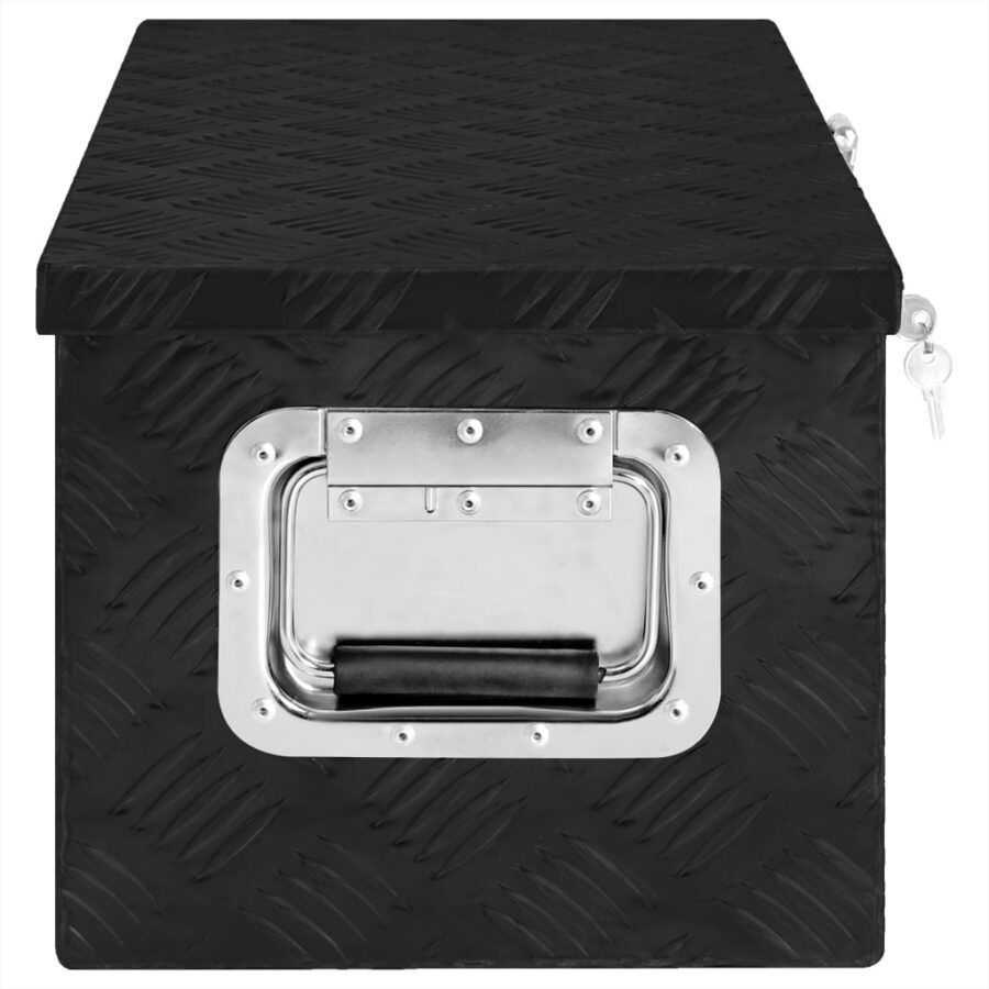 Opbergbox 70x31x27 cm aluminium zwart - Afbeelding 3