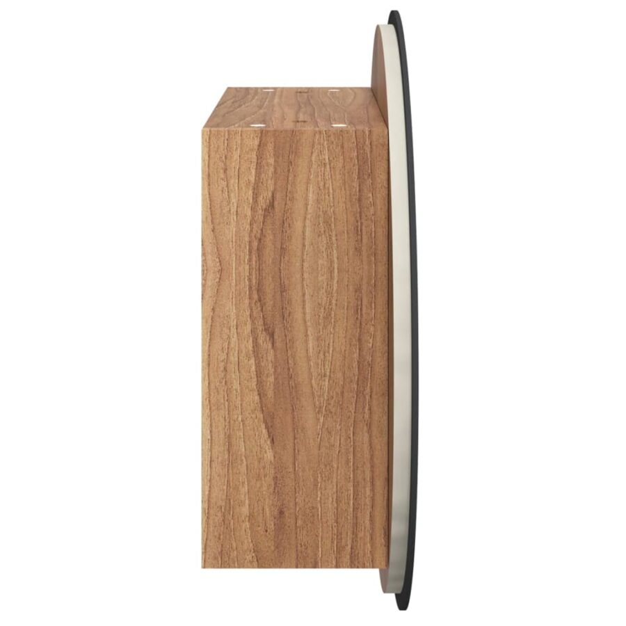 Badkamerkast met ronde spiegel en LED 40x40x17,5 cm eiken - Afbeelding 7