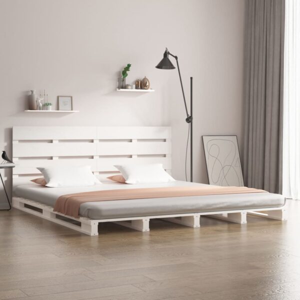 Bedframe zonder matras massief grenenhout wit 120x200 cm