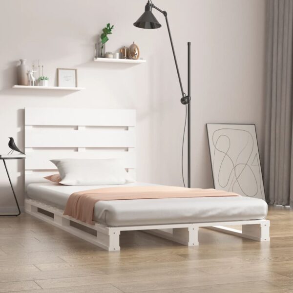 Bedframe zonder matras massief grenenhout wit 75x190 cm