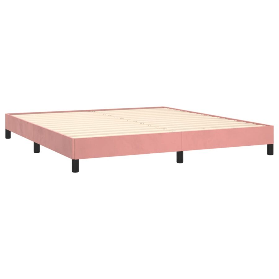 Bedframe fluweel roze 160x200 cm - Afbeelding 4