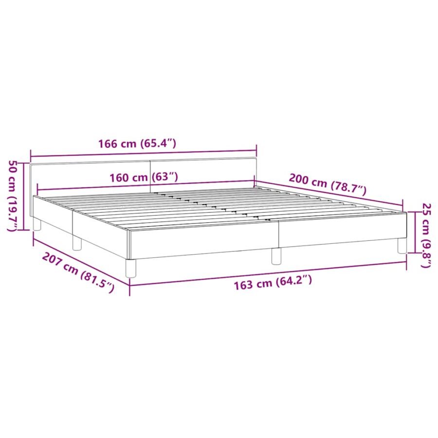 Bedframe zonder matras stof taupe 160x200 cm - Afbeelding 9