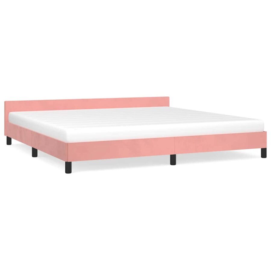 Bedframe met hoofdeinde zonder matras 200x200 cm fluweel roze - Afbeelding 2