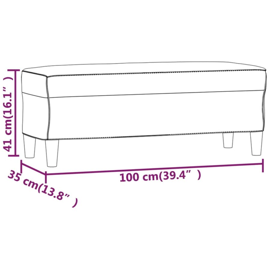 Bankje 100x35x41 cm kunstleer zwart - Afbeelding 7