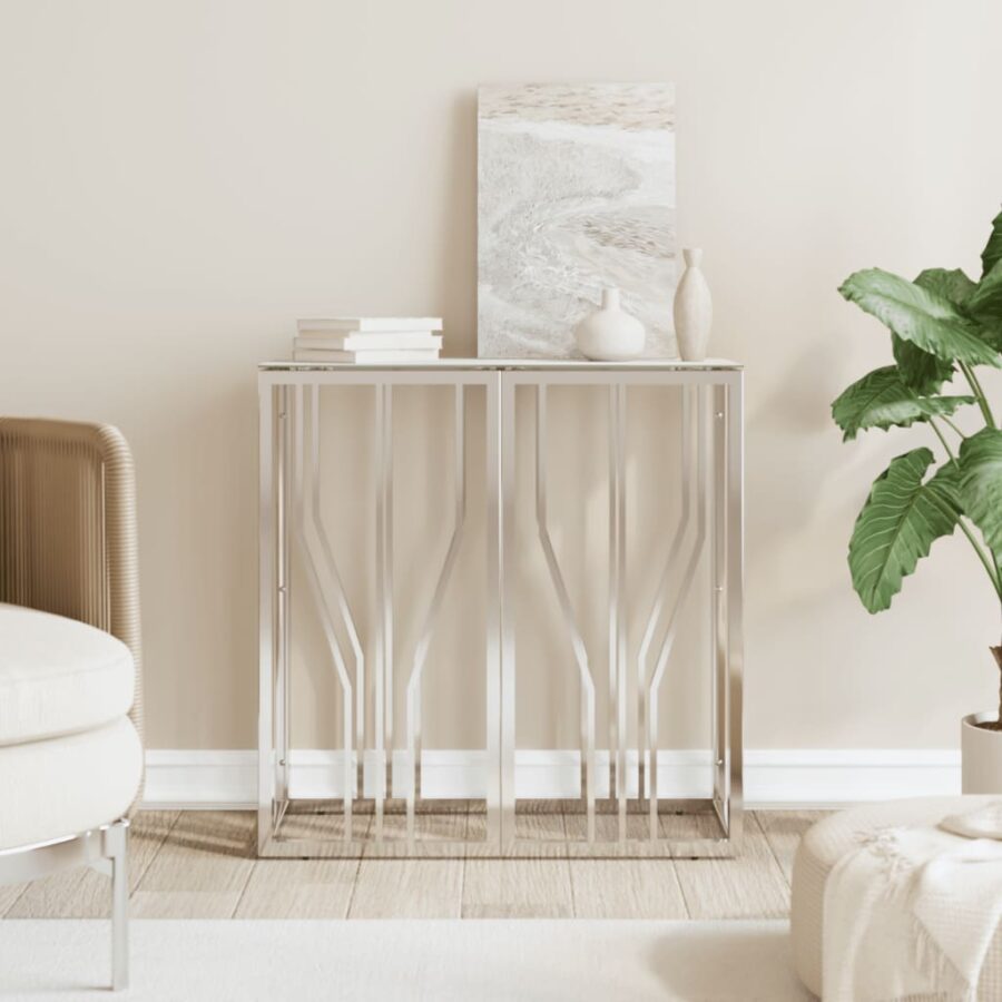 Wandtafel 70x30x70 cm roestvrij staal en glas zilverkleurig