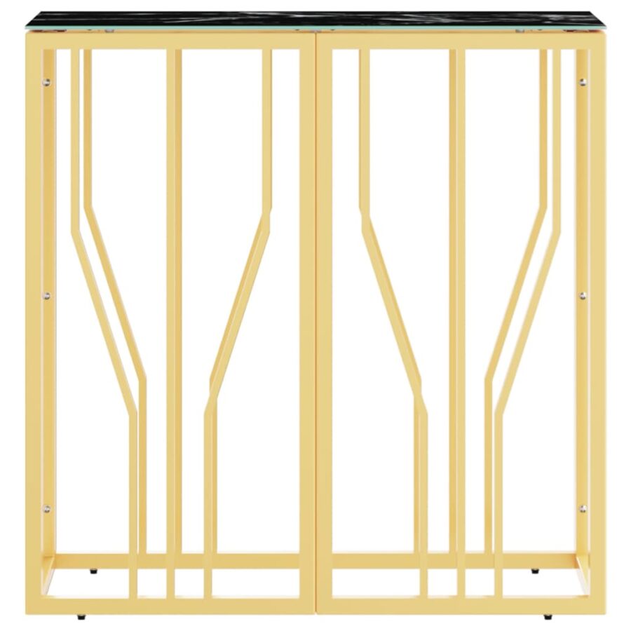 Wandtafel 70x30x70 cm roestvrij staal en glas goudkleurig - Afbeelding 3