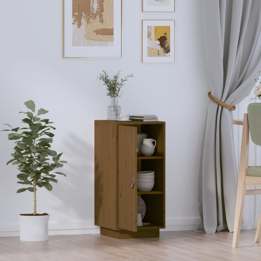 Dressoir 34x40x75 cm massief grenenhout honingbruin - Afbeelding 7
