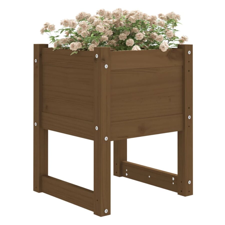 Plantenbak 40x40x52,5 cm massief grenenhout honingbruin - Afbeelding 3