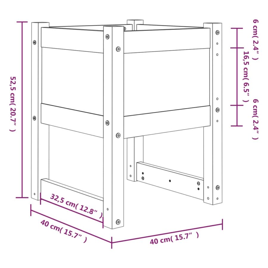 Plantenbak 40x40x52,5 cm massief grenenhout honingbruin - Afbeelding 7