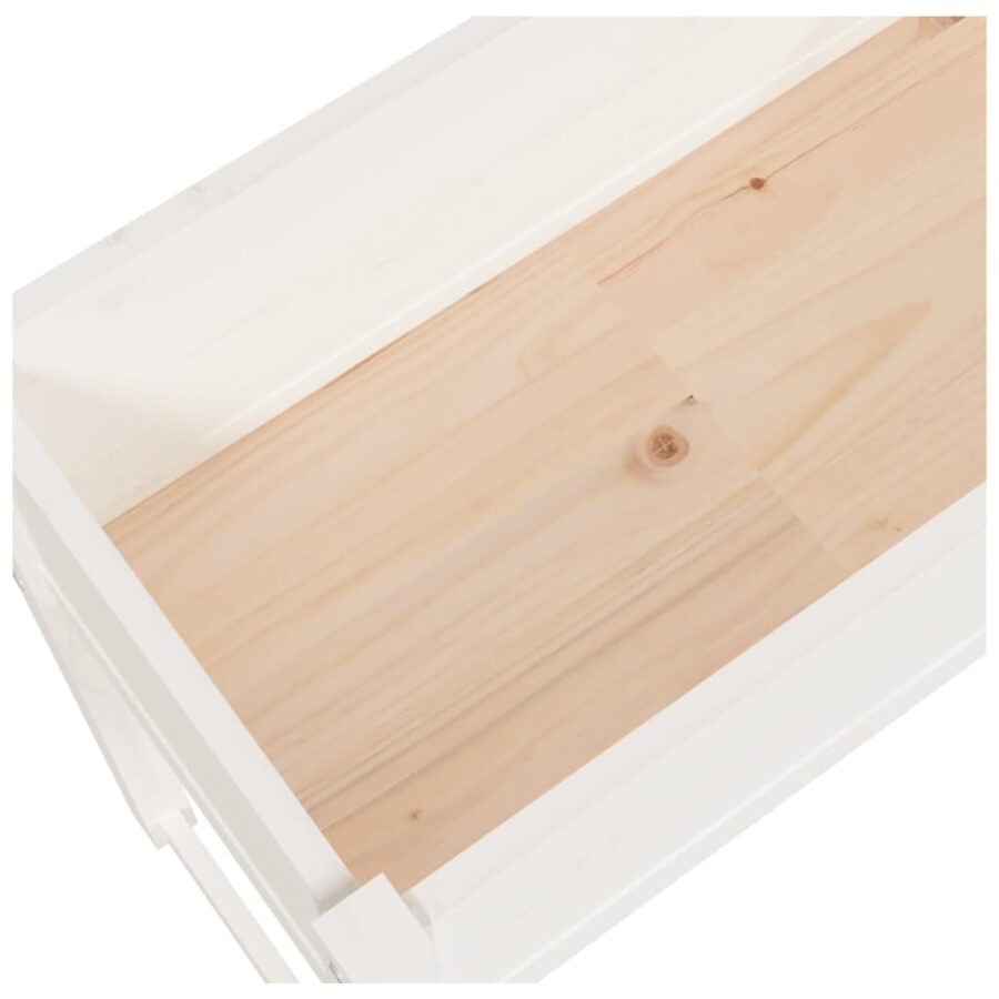 Plantenbak 78x40x81 cm massief grenenhout wit - Afbeelding 7