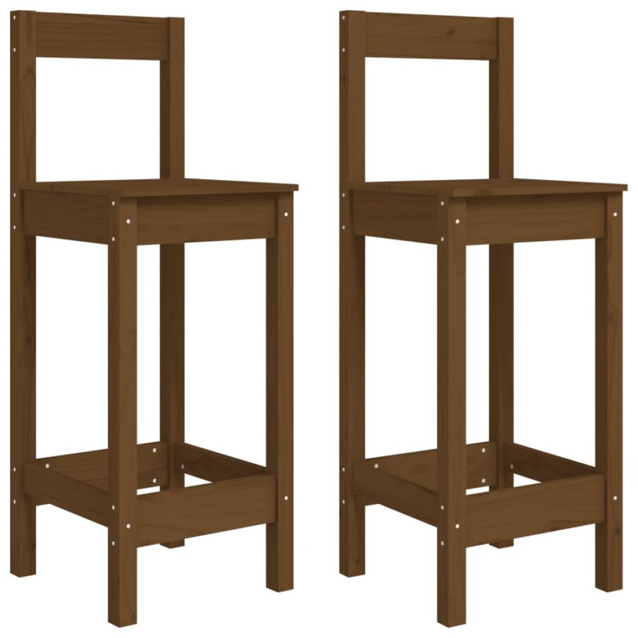 Barstoelen 2 st 40x41,5x112 cm massief grenenhout honingbruin - Afbeelding 2
