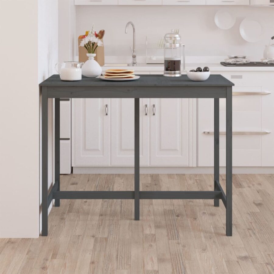 Bartafel 140x80x110 cm massief grenenhout grijs - Afbeelding 5