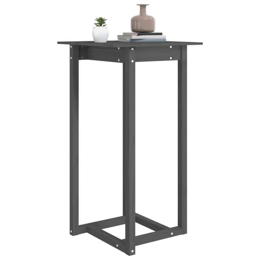 Bartafel 60x60x110 cm massief grenenhout grijs - Afbeelding 5