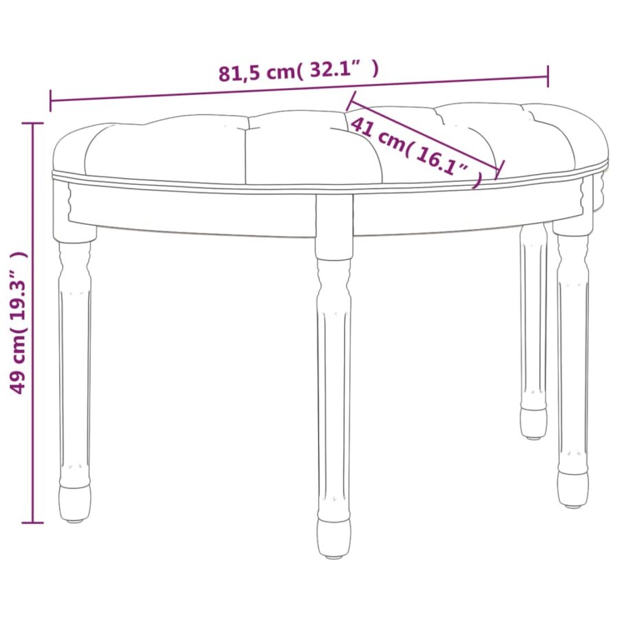 Bankje 81,5x41x49 cm fluweel lichtgrijs - Afbeelding 8