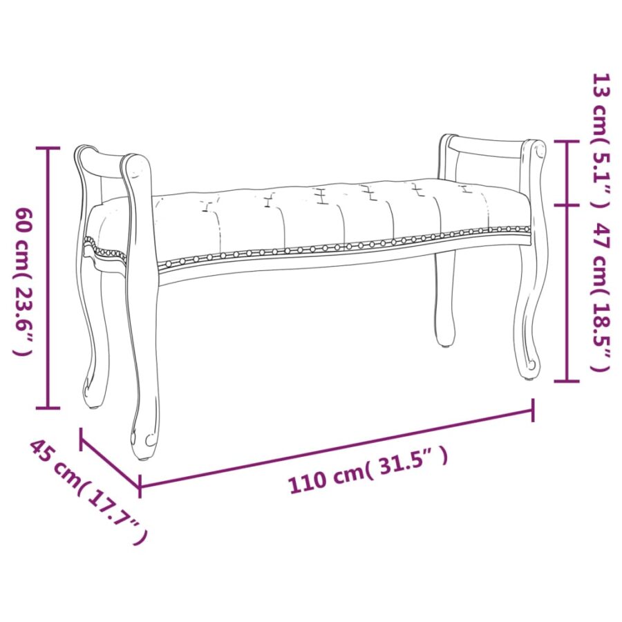 Bankje 110x45x60 cm fluweel donkergrijs - Afbeelding 7