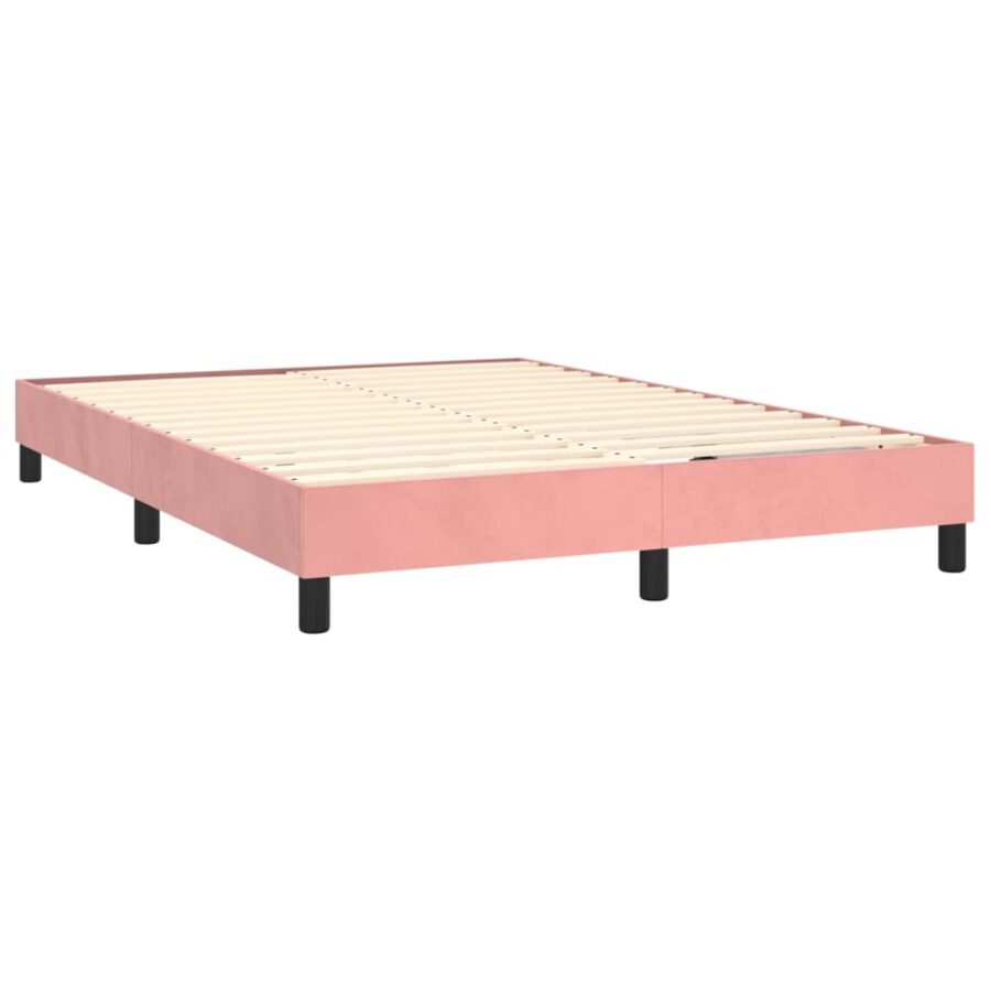 Bedframe fluweel roze 140x200 cm - Afbeelding 4