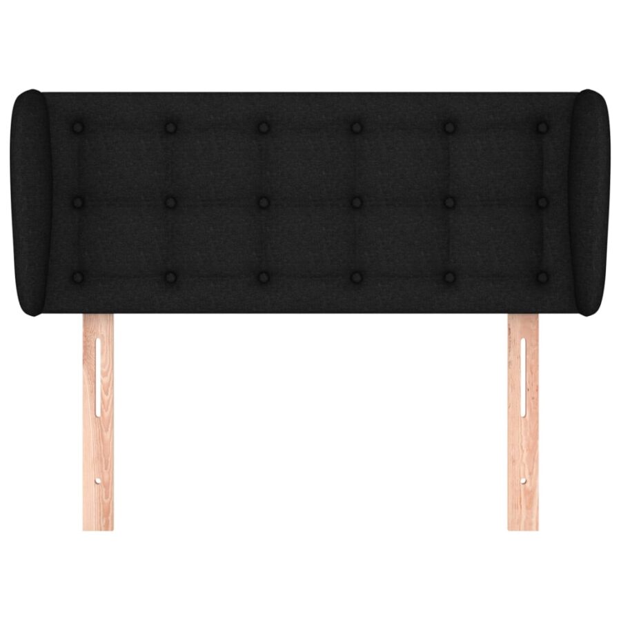 Hoofdbord met randen 83x23x78/88 cm stof zwart - Afbeelding 3