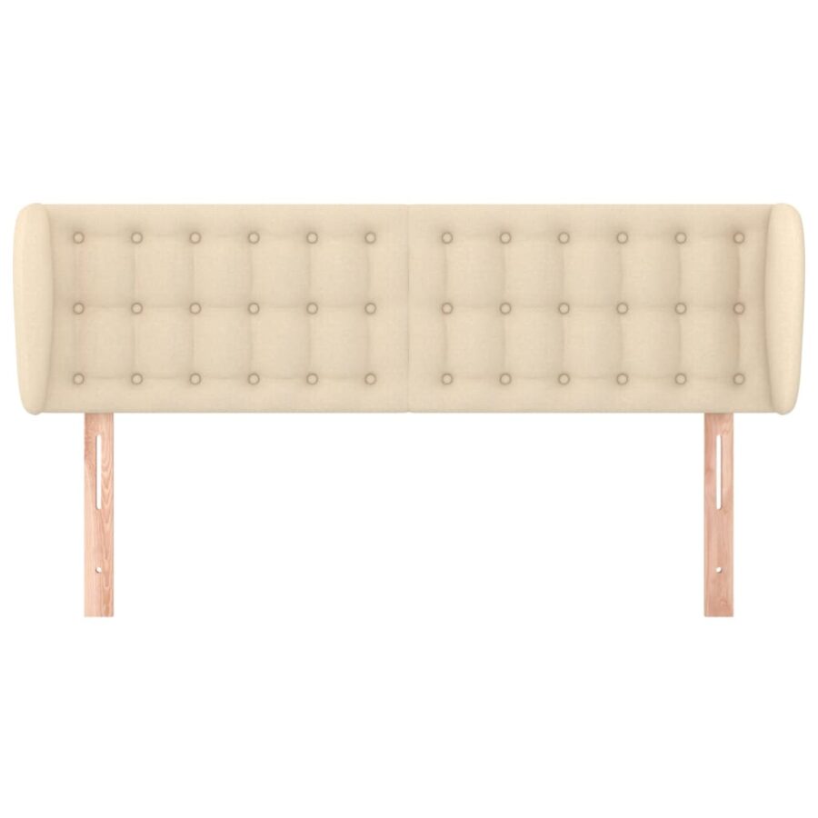 Hoofdbord met randen 147x23x78/88 cm stof crèmekleurig - Afbeelding 3