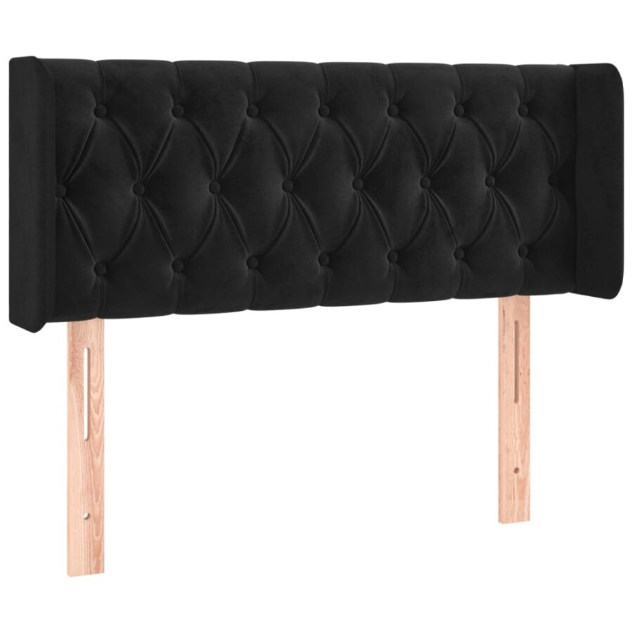 Hoofdbord met randen 103x16x78/88 cm fluweel zwart - Afbeelding 2