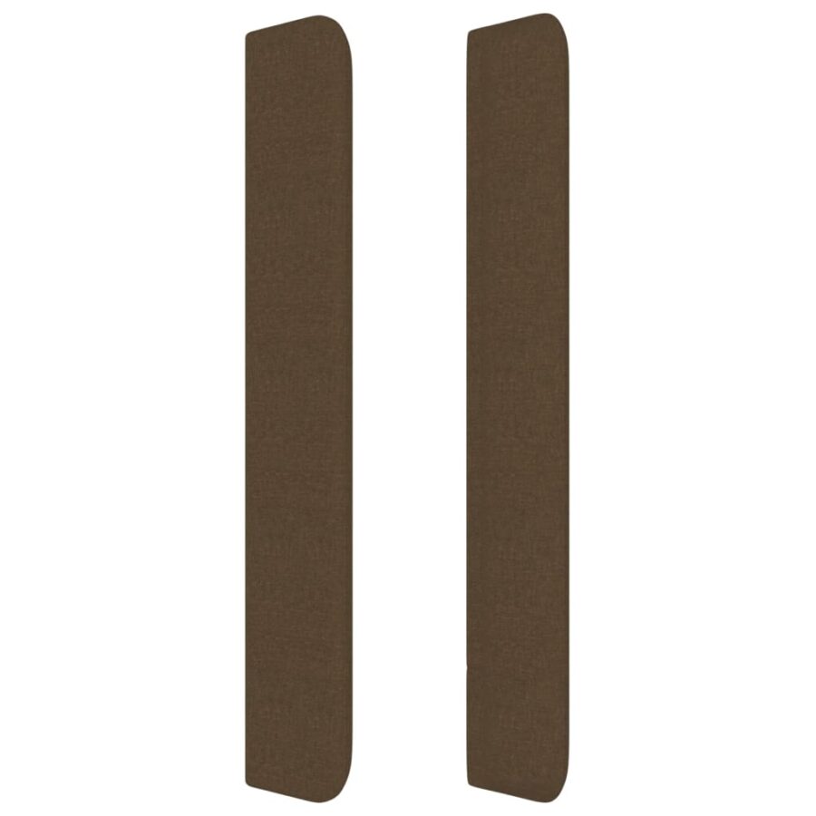 Hoofdbord met randen 183x16x118/128 cm stof donkerbruin - Afbeelding 4