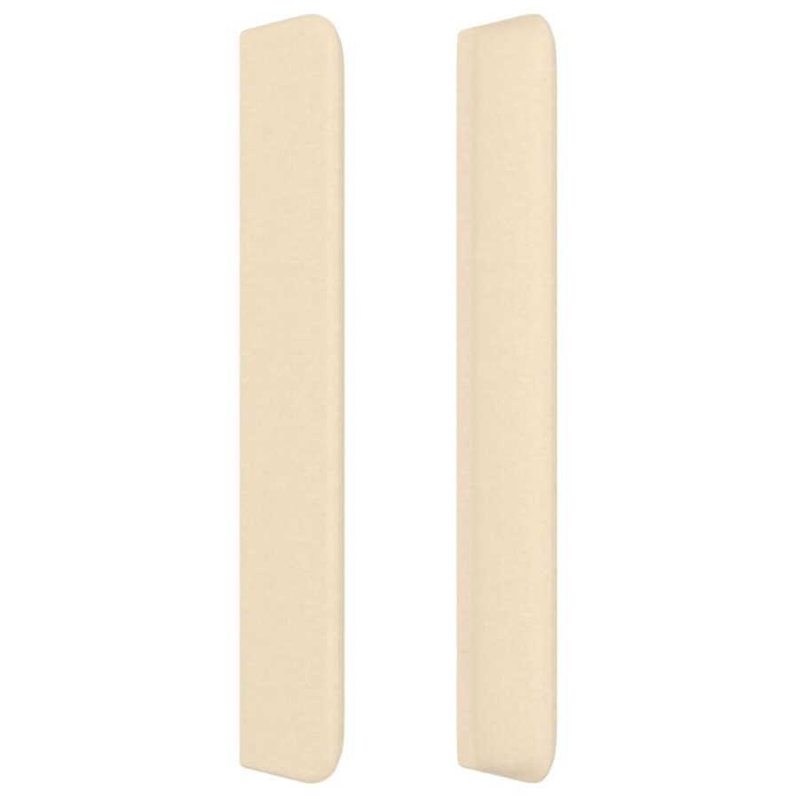 Hoofdbord met randen 183x16x118/128 cm stof crèmekleurig - Afbeelding 4